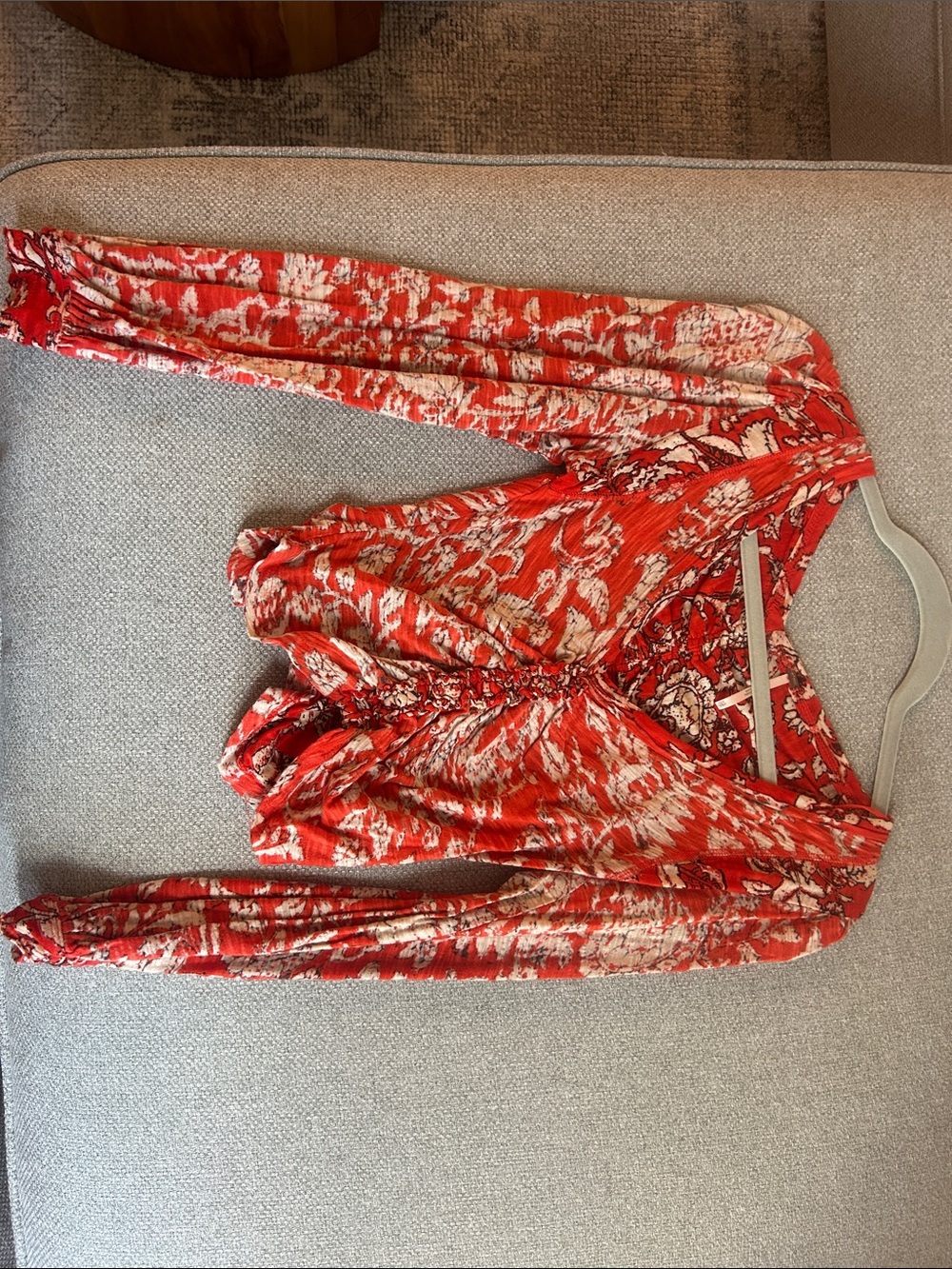 Free People Red and Cream Long Sleeve